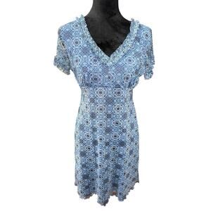 Xhilaration Dress Baby Doll Blue Large Sheer Lined Ruffle Y2K Fairy Coquette